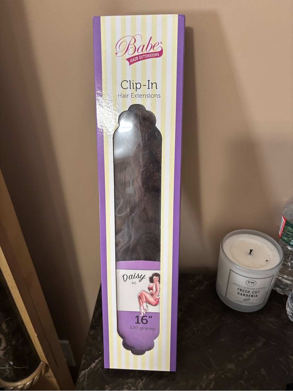 Brand New in Box - Babe Clip-In Hair Extensions - Daisy #6 16" - Dark Brown